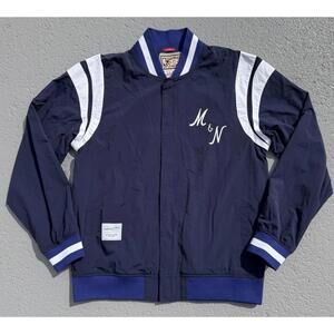 Men’s Mitchell & Ness Branded Full Snap Warmup Jacket Navy Blue Large NWOT
